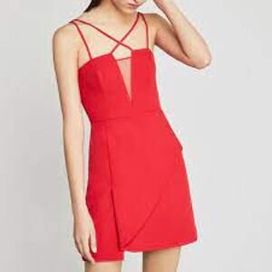 BCBGMAXAZRIA Linzee Cut-Out Mini Dress Red Orange Size 8 GUC - Crisscross Straps